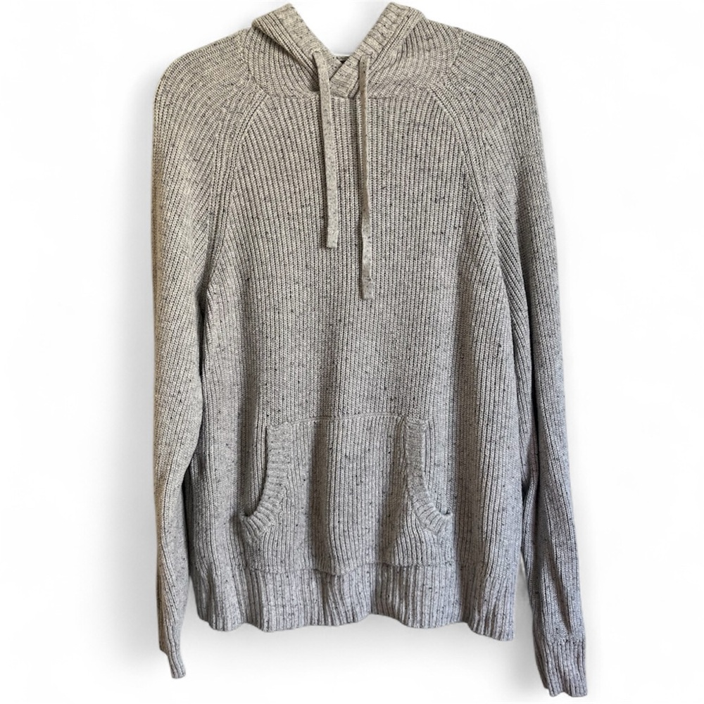 American Eagle Knit Sweater Hoodie Heather Speckled Grey Sz XL